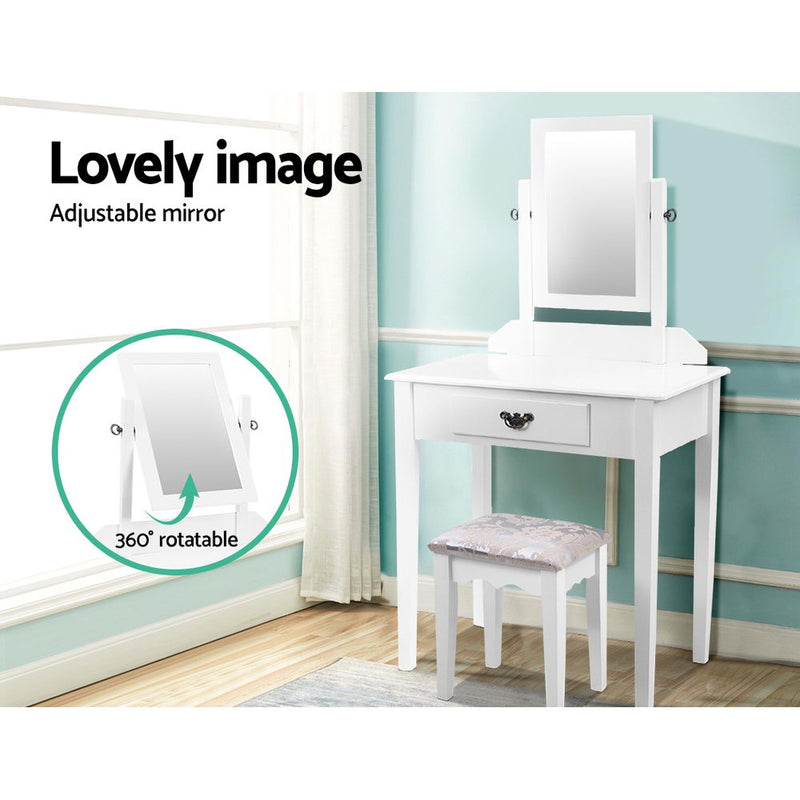 Dressing Table Stool Set Makeup Mirror Jewellery Cabinet Drawer Organizer