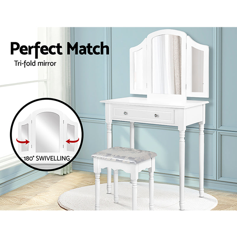 Dressing Table Stool Mirror Drawer Makeup Jewellery Cabinet Organizer