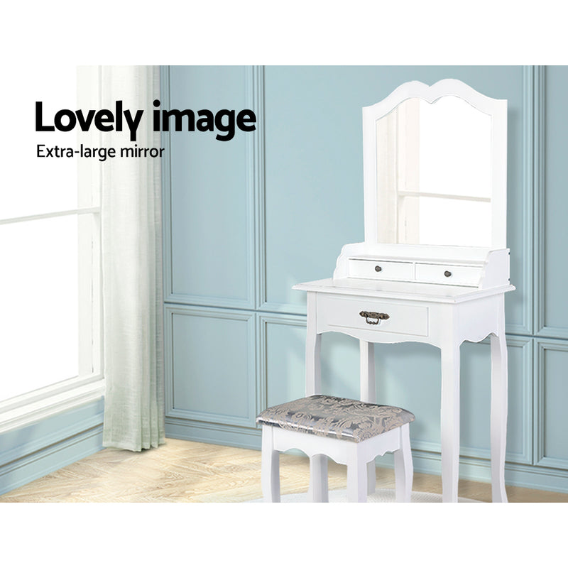 Dressing Table Stool Mirror Drawer Makeup Jewellery Cabinet White Desk