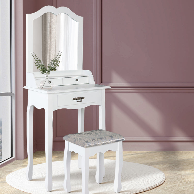 Dressing Table Stool Mirror Drawer Makeup Jewellery Cabinet White Desk