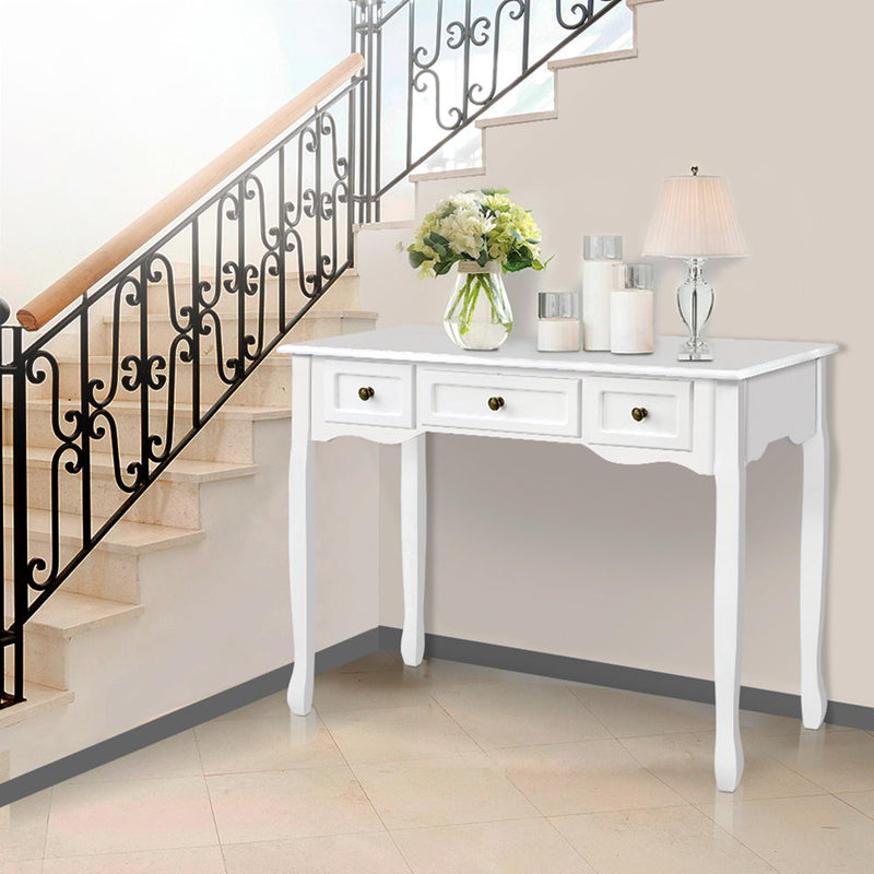 Hall Console Table Hallway Side Dressing Entry Wooden French Drawer White