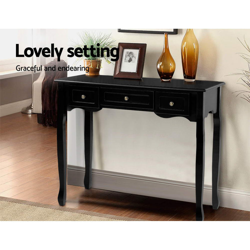 Hallway Console Table Hall Side Dressing Entry Display 3 Drawers Black