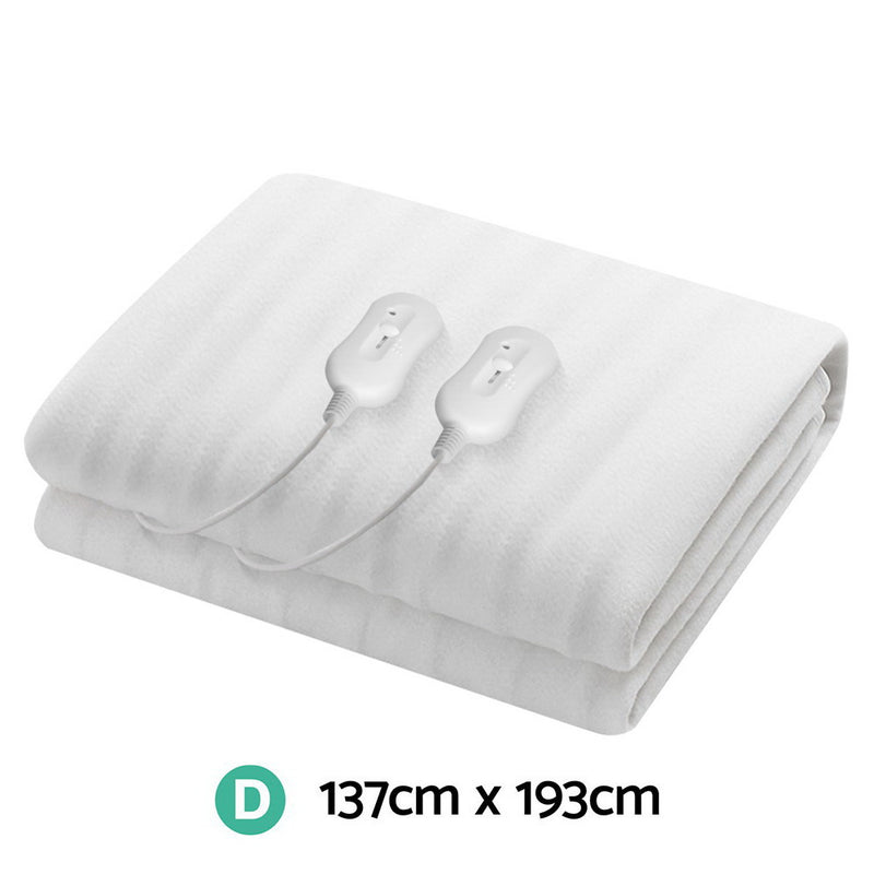 Giselle Heated Electric Blanket Washable Fully Fitted Polyester Underlay Pad Double