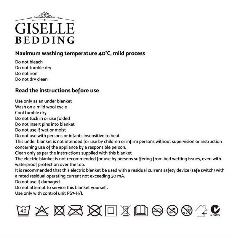 Giselle Bedding 3 Setting Fully Fitted Electric Blanket - Single