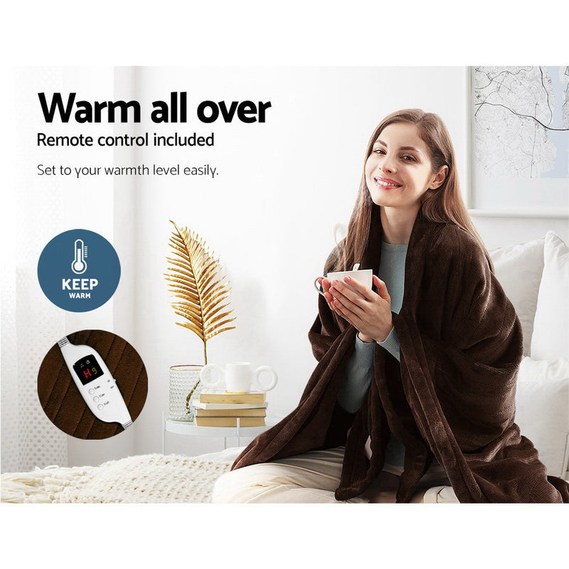 Giselle Bedding Electric Throw Blanket - Chocolate