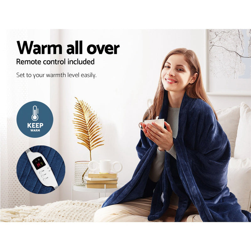 Giselle Bedding Electric Throw Blanket - Navy