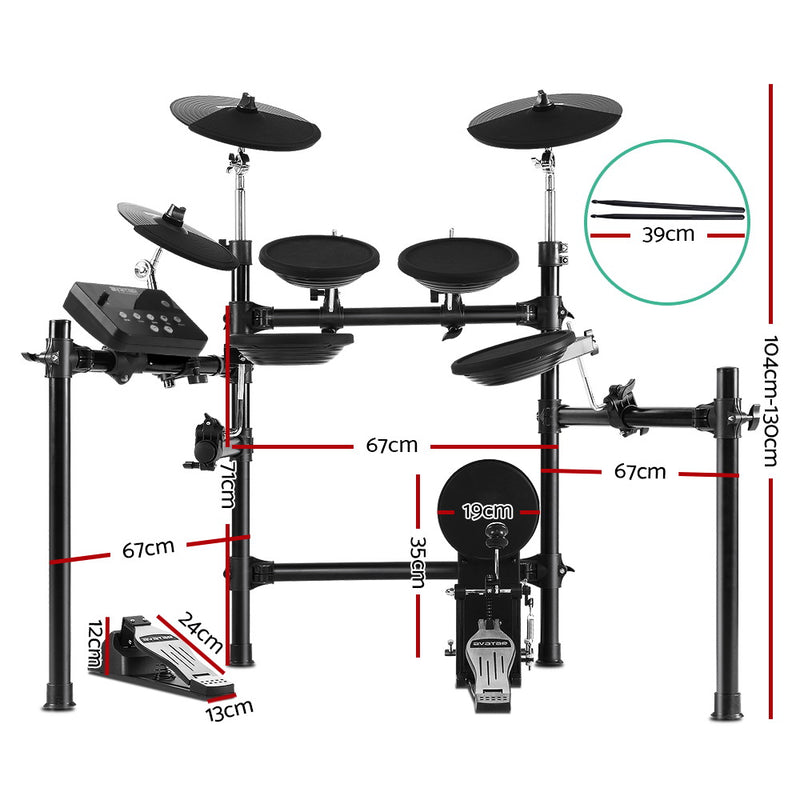 8 Piece Electric Electronic Drum Kit Drums Set Pad Tom Midi For Kids Adults