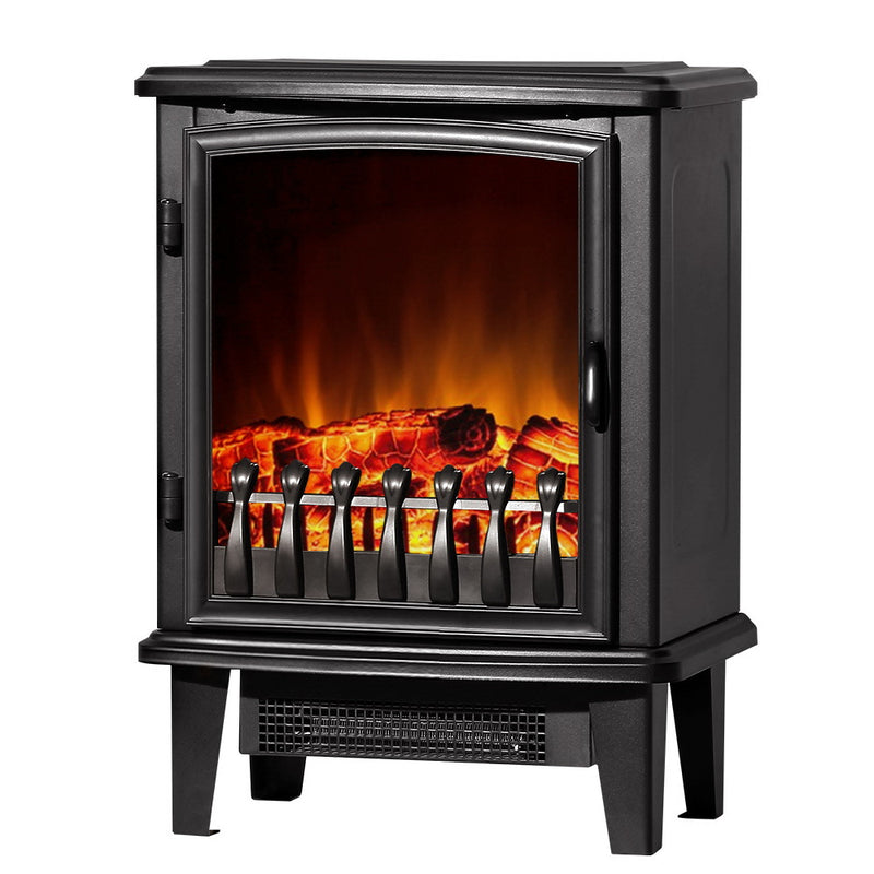 Devanti Electric Fireplace Wood Heater Portable Fire Log Flame Effect Winter Warm 1800W