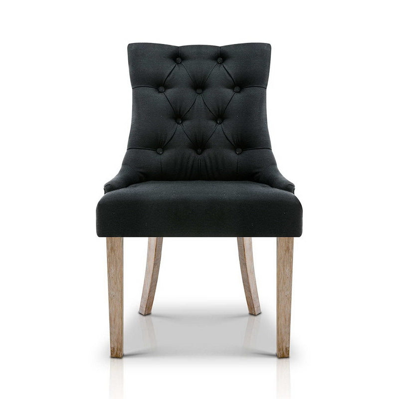 Dining Chairs Chair French Provincial Wooden Fabric Retro Cafe Black x1