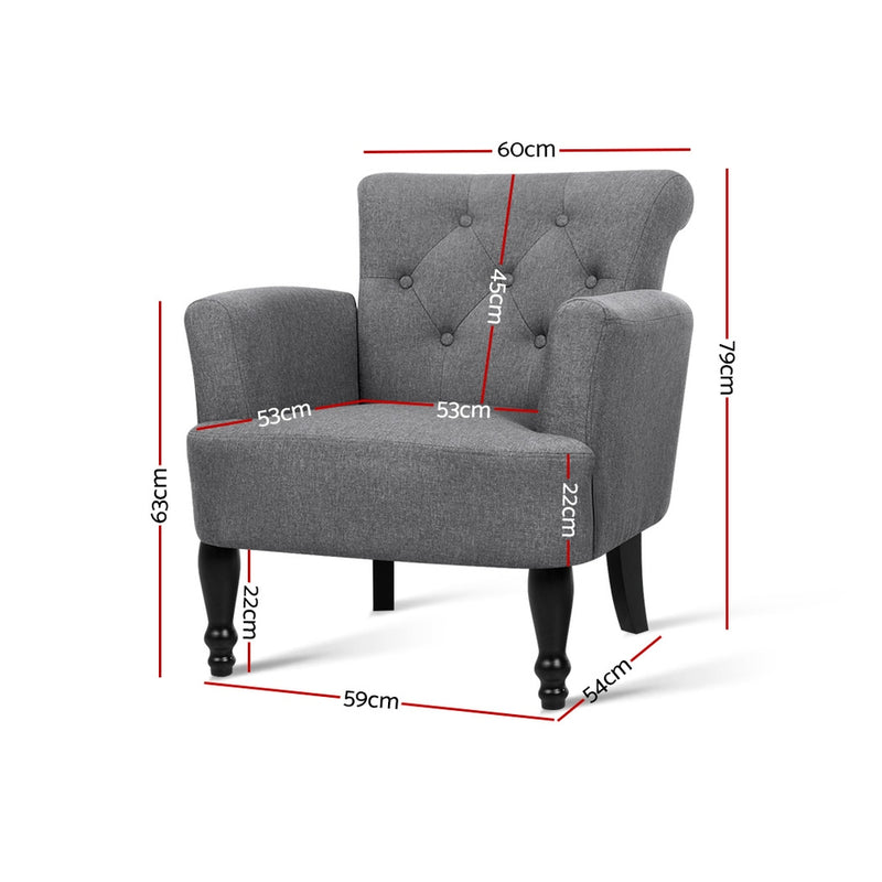 French Lorraine Chair Retro Wing - Grey