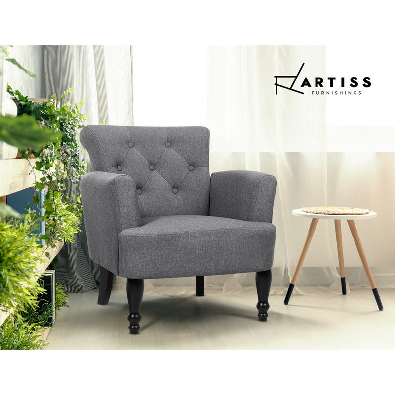 French Lorraine Chair Retro Wing - Grey