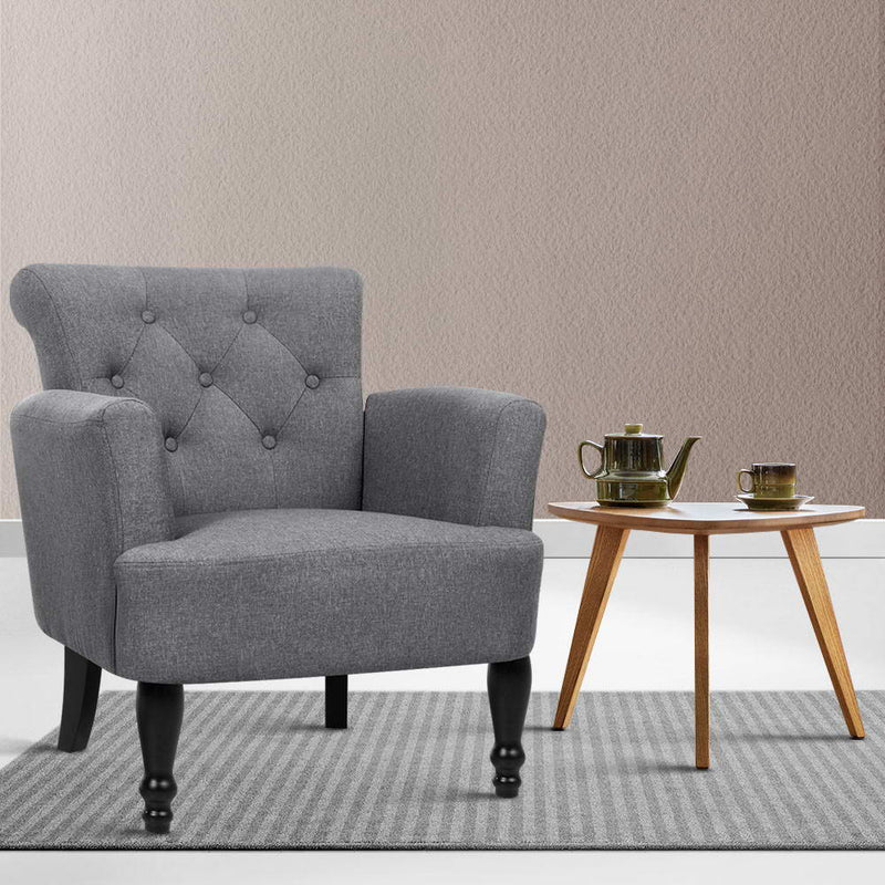 French Lorraine Chair Retro Wing - Grey