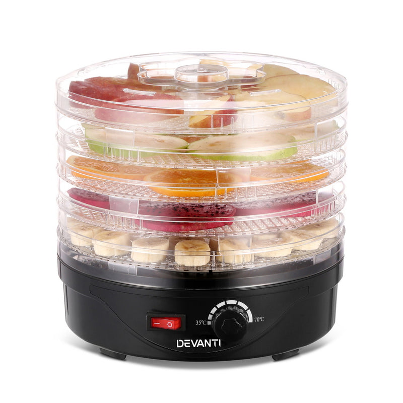 Devanti Food Dehydrator with 5 Trays - Black