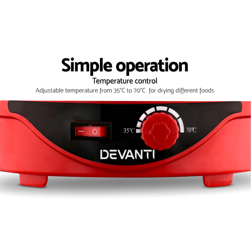 Devanti Food Dehydrator with 7 Trays - Red