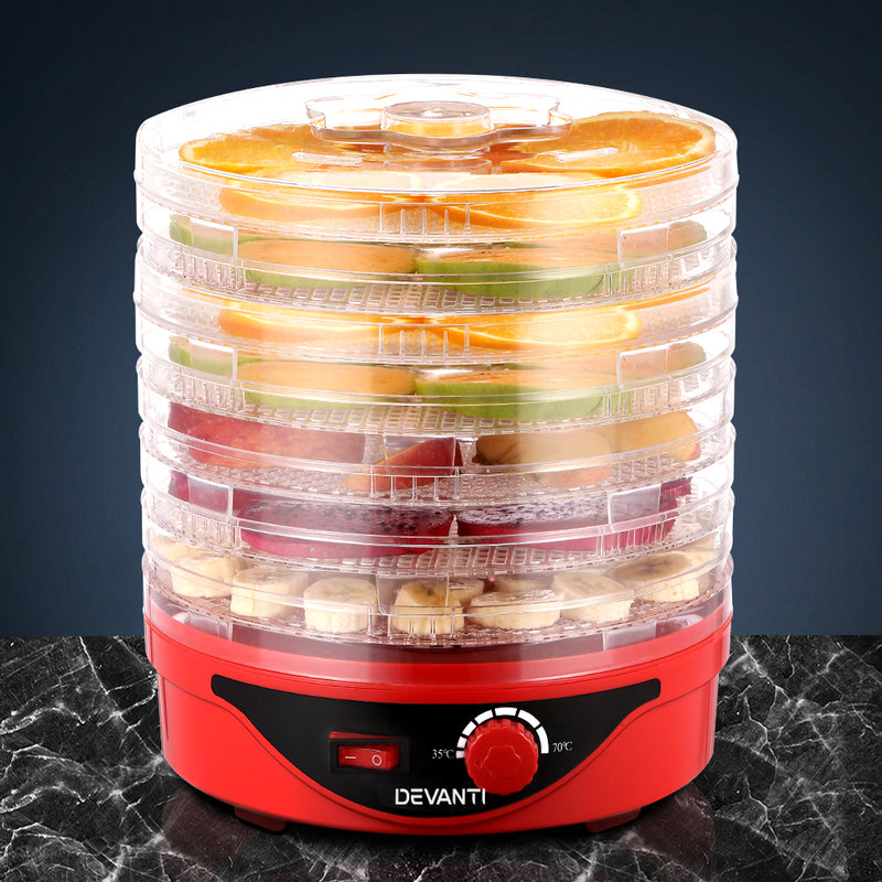 Devanti Food Dehydrator with 7 Trays - Red