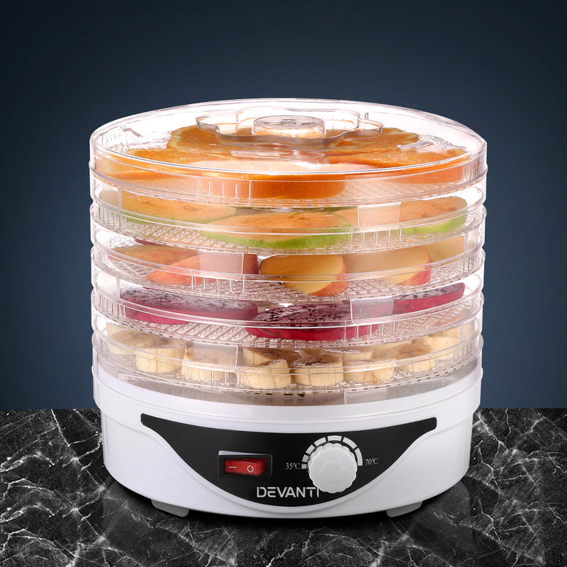 Devanti Food Dehydrator with 5 Trays - White