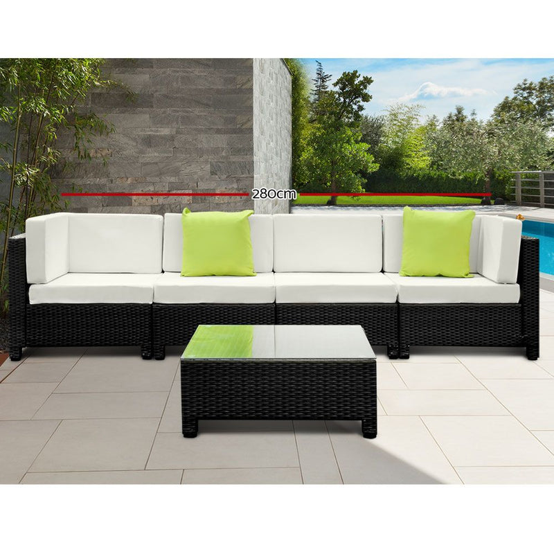 5PC Outdoor Furniture Sofa Set Lounge Setting Wicker Couches Garden Patio Pool