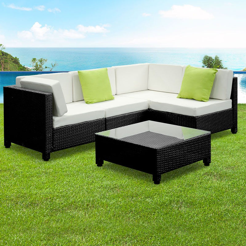 5PC Outdoor Furniture Sofa Set Lounge Setting Wicker Couches Garden Patio Pool