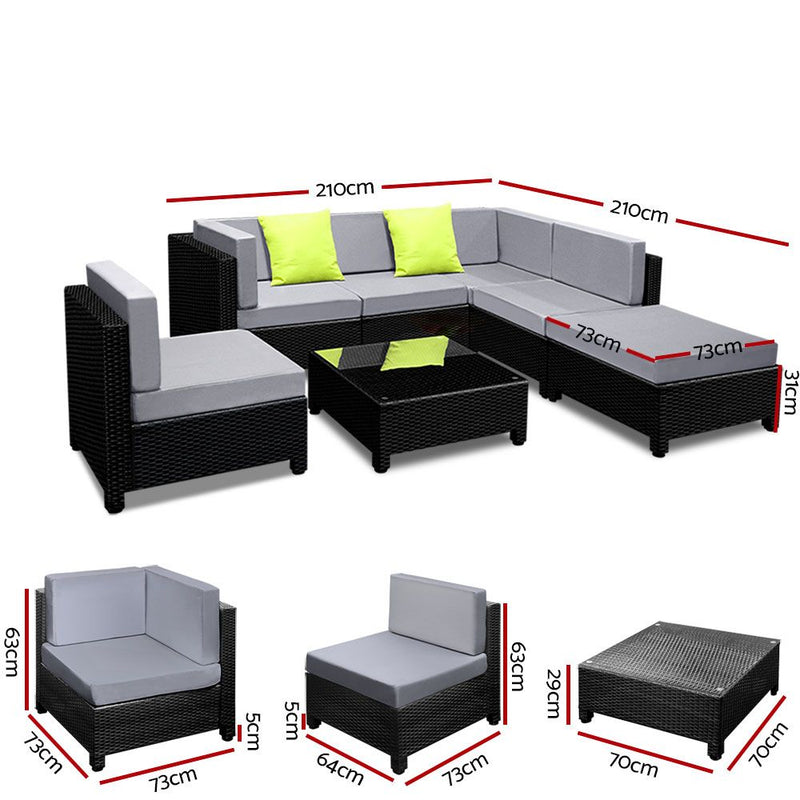 7PC Sofa Set Outdoor Furniture Lounge Setting Wicker Couches Garden Patio Pool