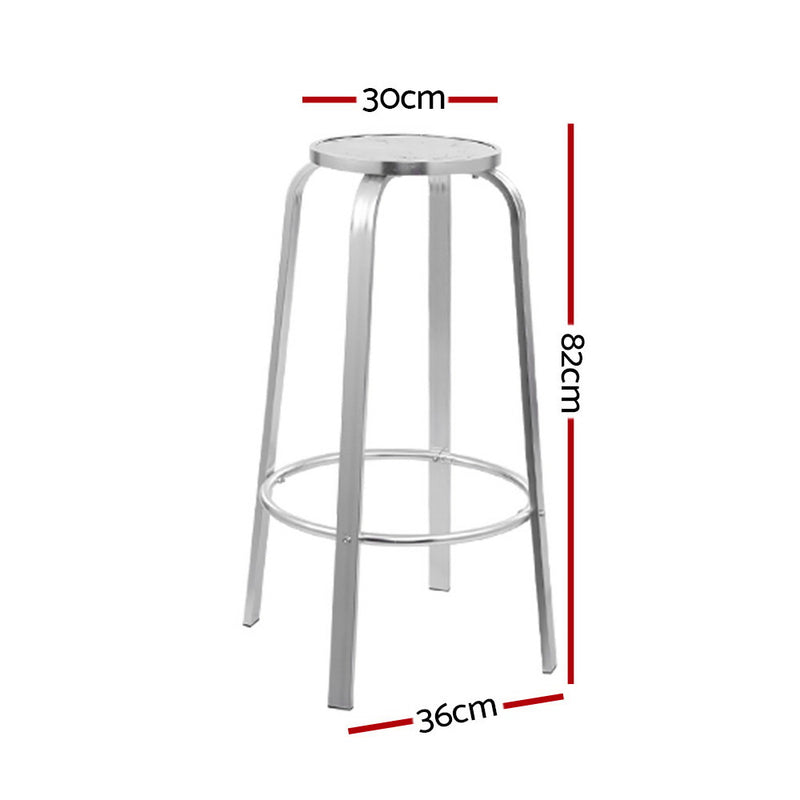 Set of 2 Outdoor Bar Stools Patio Furniture Indoor Bistro Kitchen Aluminum