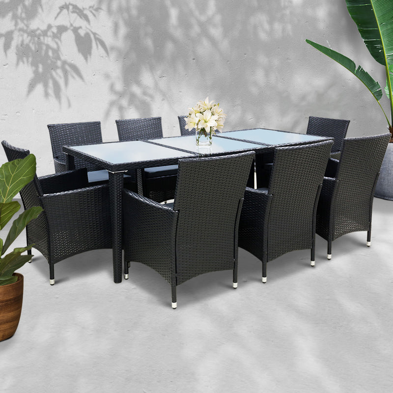 9 Piece Outdoor Dining Set - Black