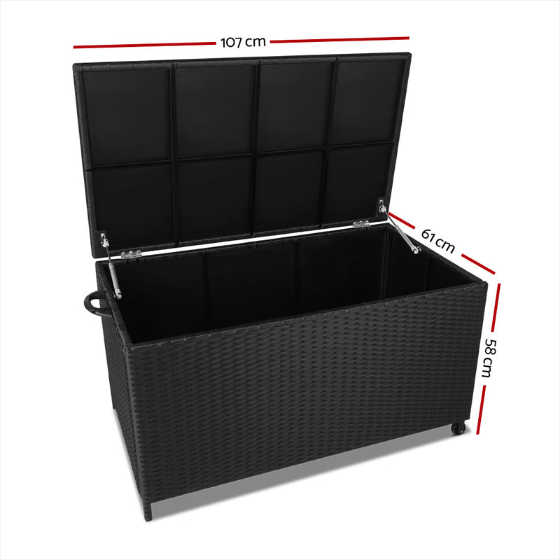 320L Outdoor Wicker Storage Box - Black