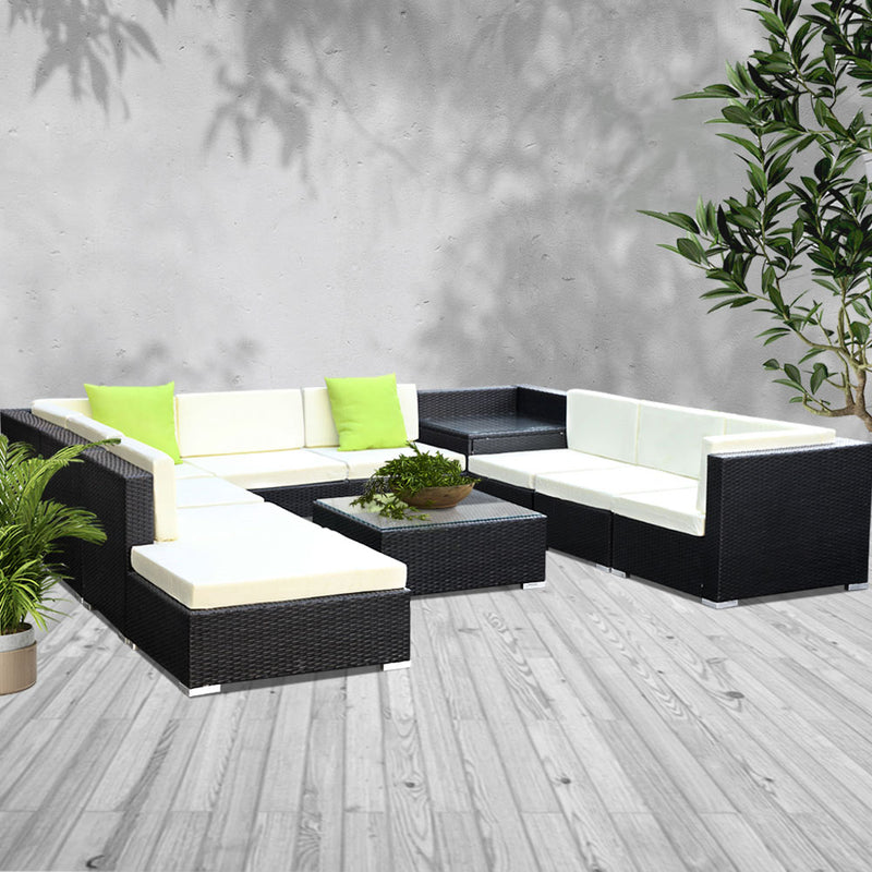 11PC Outdoor Furniture Sofa Set Wicker Garden Patio Lounge