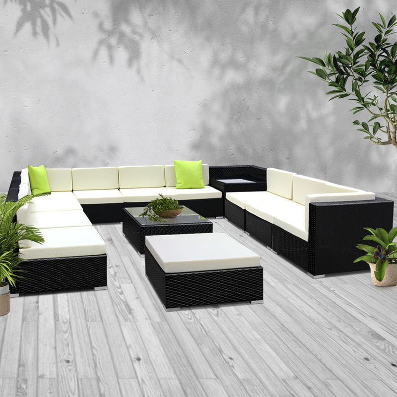 13PC Outdoor Furniture Sofa Set Wicker Garden Patio Lounge