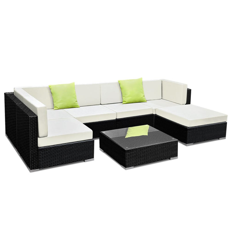 7PC Sofa Set with Storage Cover Outdoor Furniture Wicker