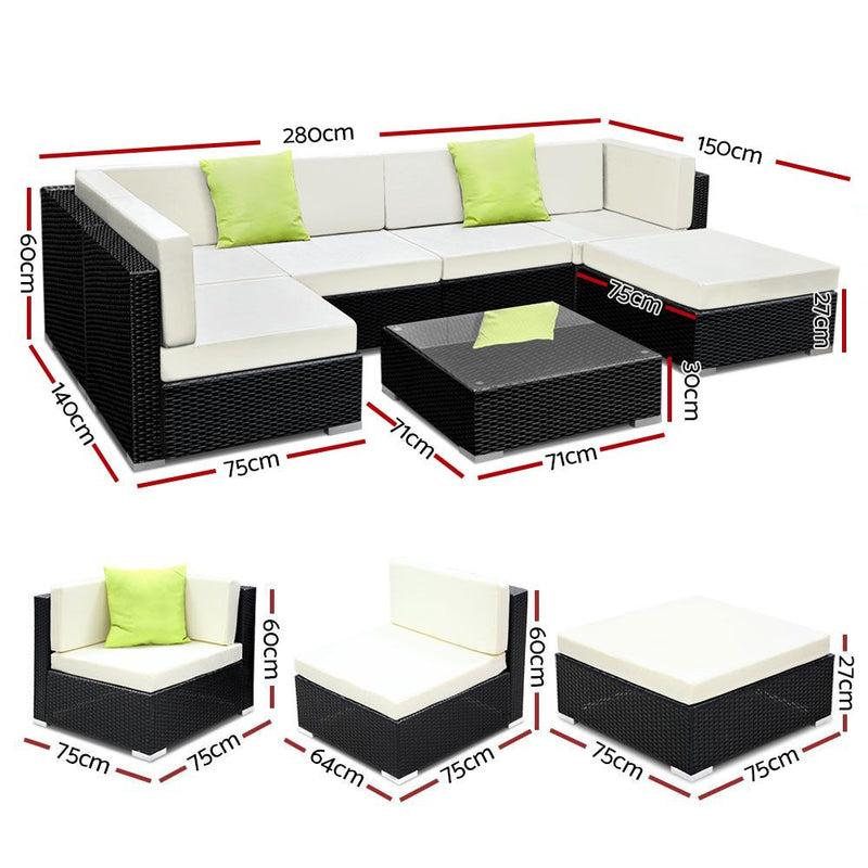 7PC Sofa Set with Storage Cover Outdoor Furniture Wicker