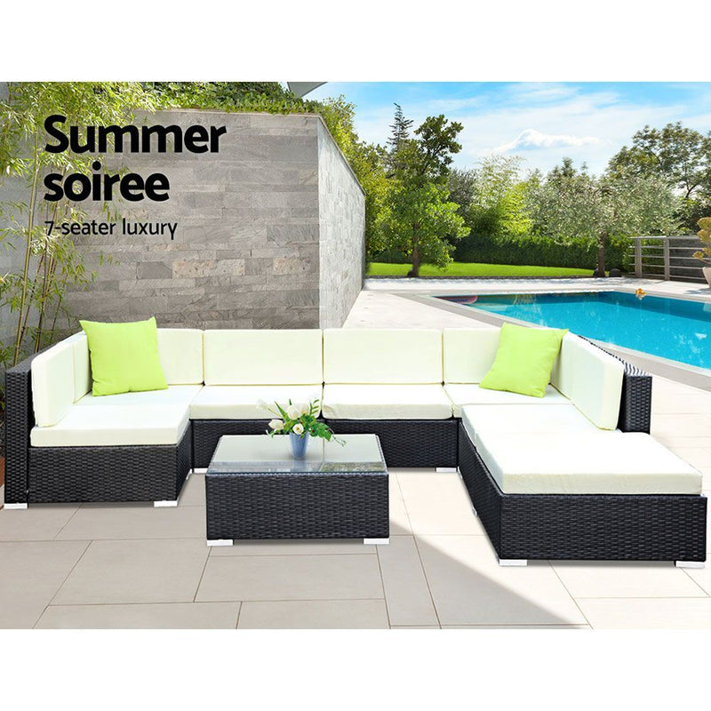 8PC Sofa Set with Storage Cover Outdoor Furniture Wicker