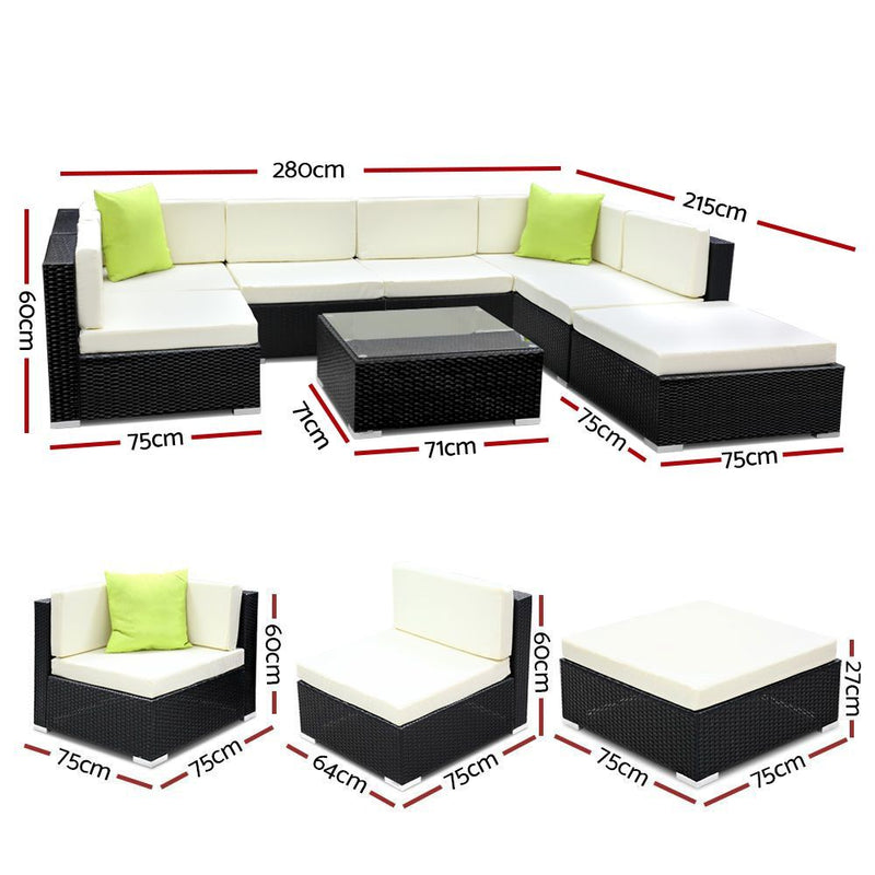 8PC Sofa Set with Storage Cover Outdoor Furniture Wicker