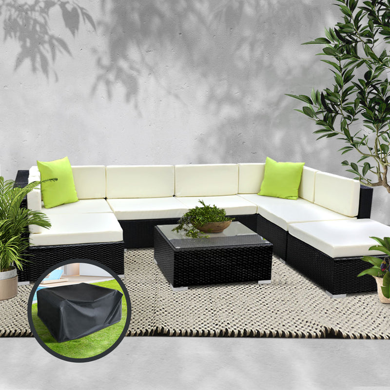 8PC Sofa Set with Storage Cover Outdoor Furniture Wicker