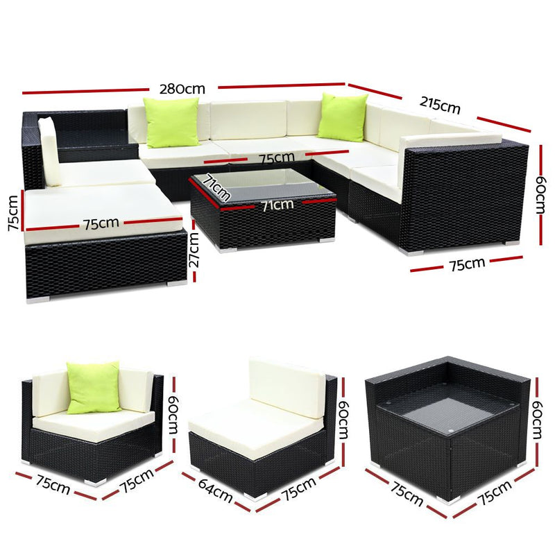 9PC Sofa Set with Storage Cover Outdoor Furniture Wicker