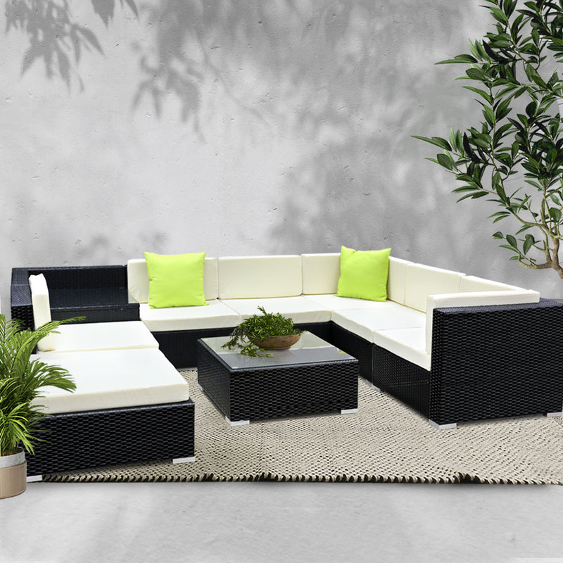 9PC Outdoor Furniture Sofa Set Wicker Garden Patio Pool Lounge