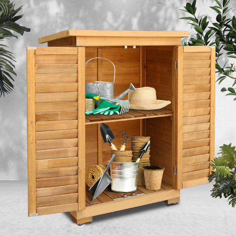 Portable Wooden Garden Storage Cabinet