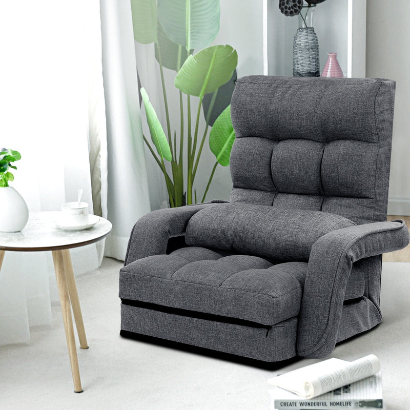 Lounge Sofa Armchair Floor Recliner Chaise Linen Folding Chair Adjustable