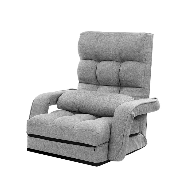 Lounge Sofa Armchair Floor Recliner Chaise Linen Light Grey