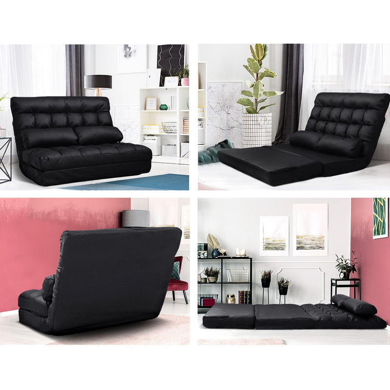 2-seater Adjustable Lounge Sofa - Black