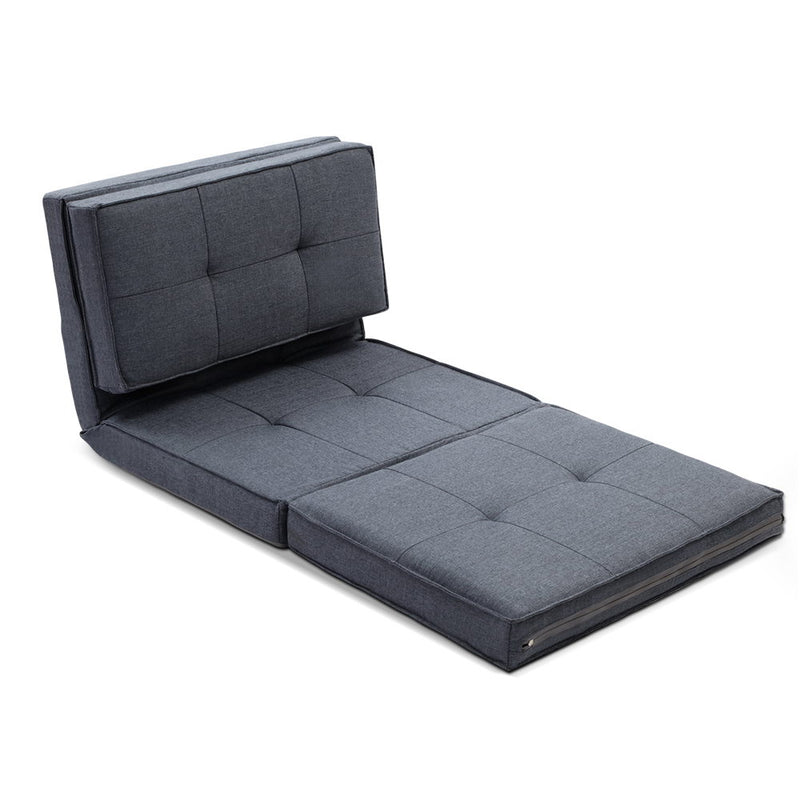 Lounge Sofa Bed Floor Couch Recliner Chaise Chair Futon Folding Grey