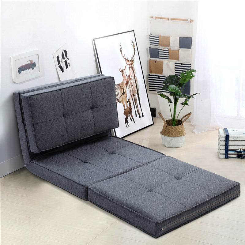 Lounge Sofa Bed Floor Couch Recliner Chaise Chair Futon Folding Grey