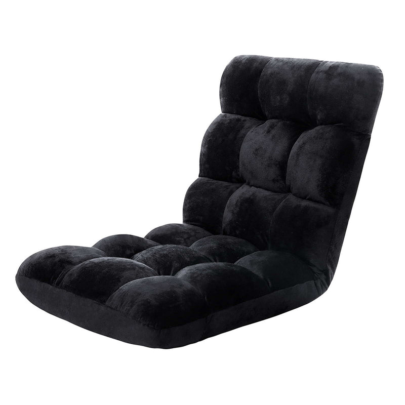 Lounge Sofa Floor Recliner Futon Chaise Folding Couch Black