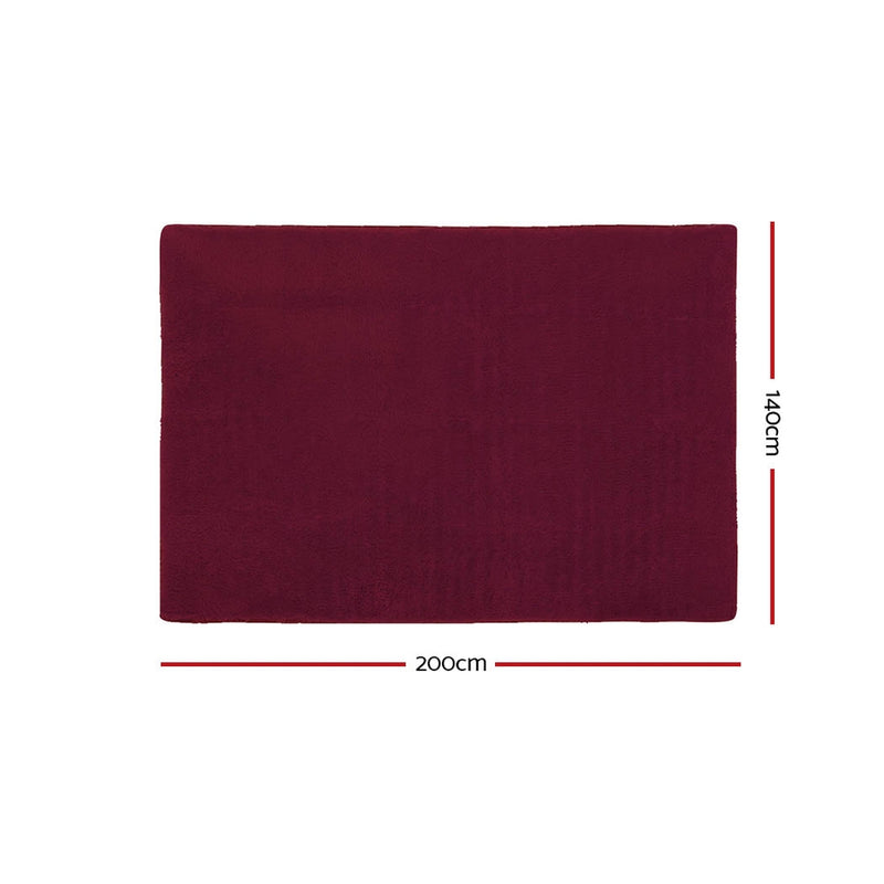 Shaggy Rug 140x200cm Burgundy