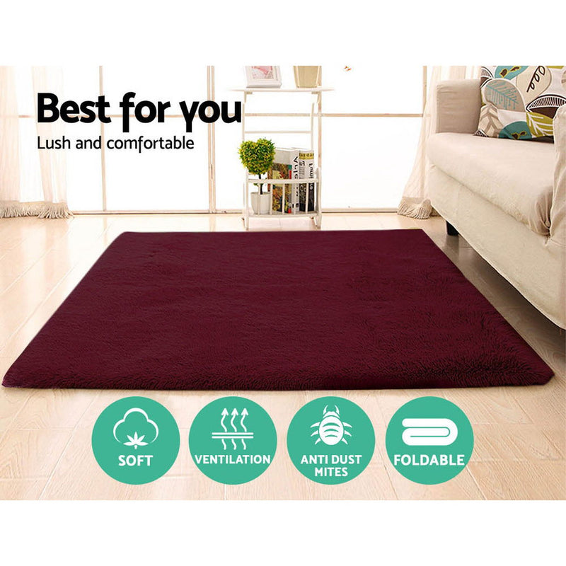 Ultra Soft Shaggy Rug Large 200x230cm Floor Carpet AntiUnbrandedslip Area Rugs Burgundy