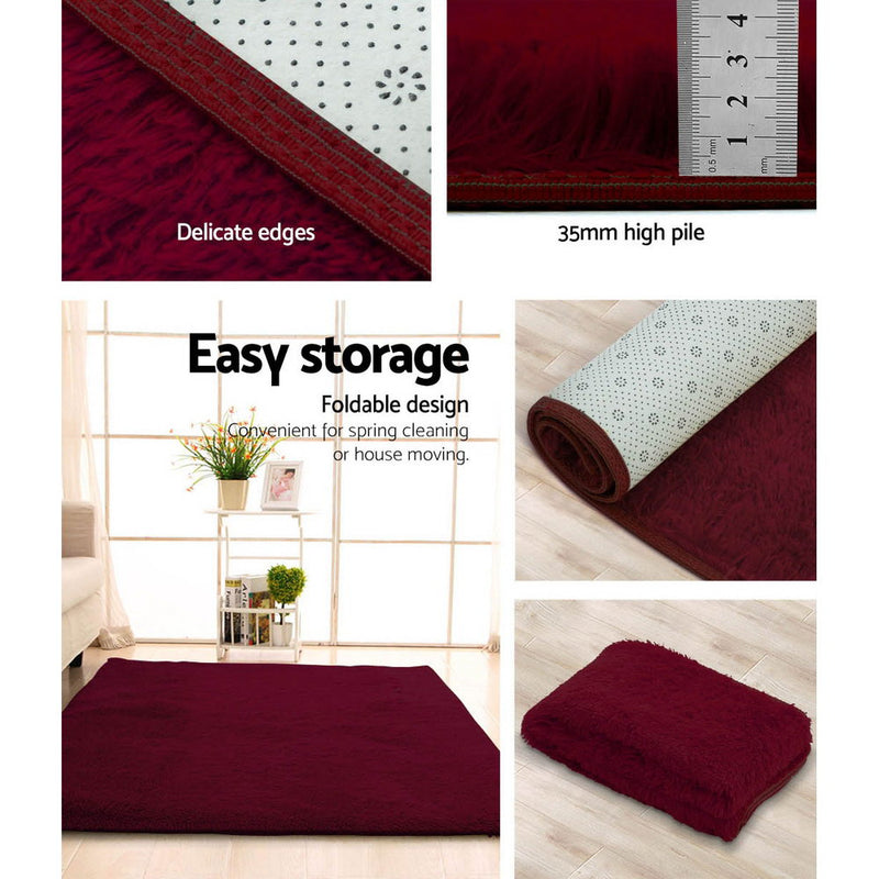 Ultra Soft Shaggy Rug Large 200x230cm Floor Carpet AntiUnbrandedslip Area Rugs Burgundy