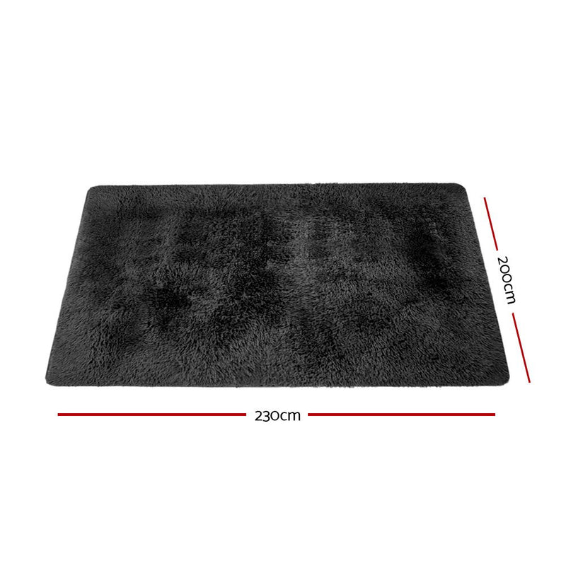 Floor Rugs Ultra Soft Shaggy Rug Large 200x230cm Carpet Mat Area Black