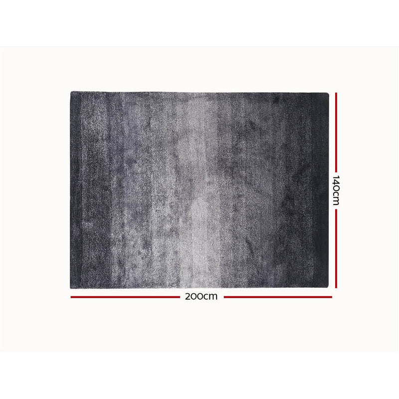 140x200cm Luxury Shaggy Rug Gradual Color Anti-slip Carpet Black