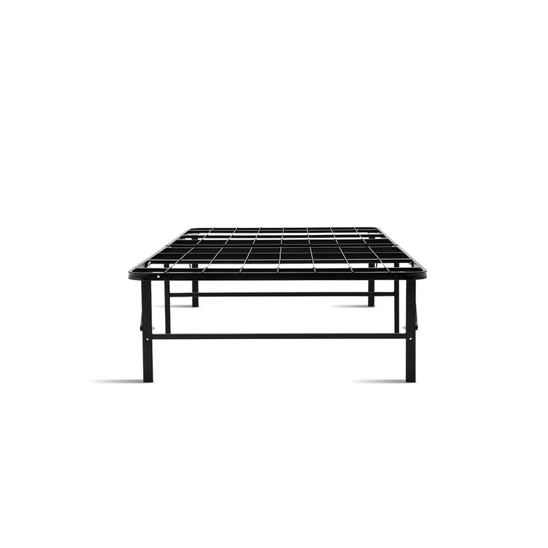 Foldable Single Metal Bed Frame - Black