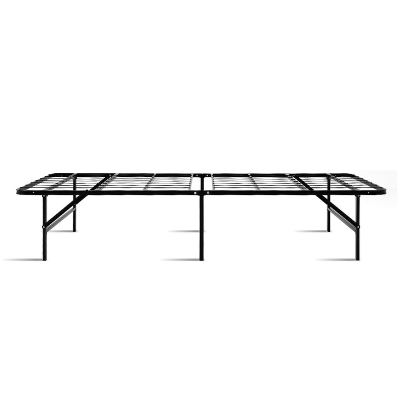 Foldable Single Metal Bed Frame - Black