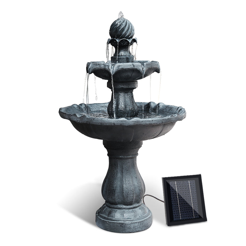 3 Tier Solar Powered Water Fountain - Black